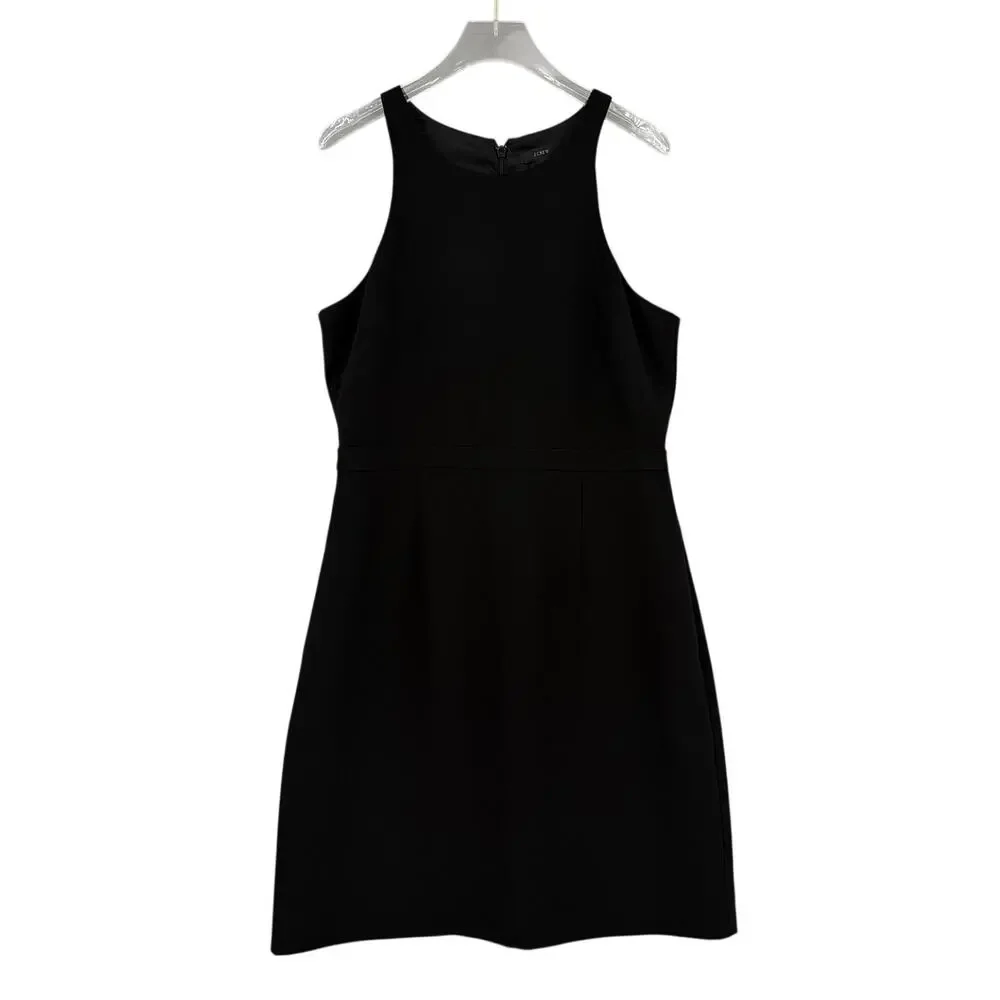 J. Crew Black Sleeveless A-Line High Neck Chic Basic Capsule Transitional Dress